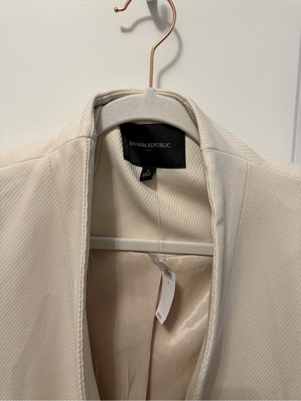 Banana Republic Women's Cream Open-Front Jacket- missing belt